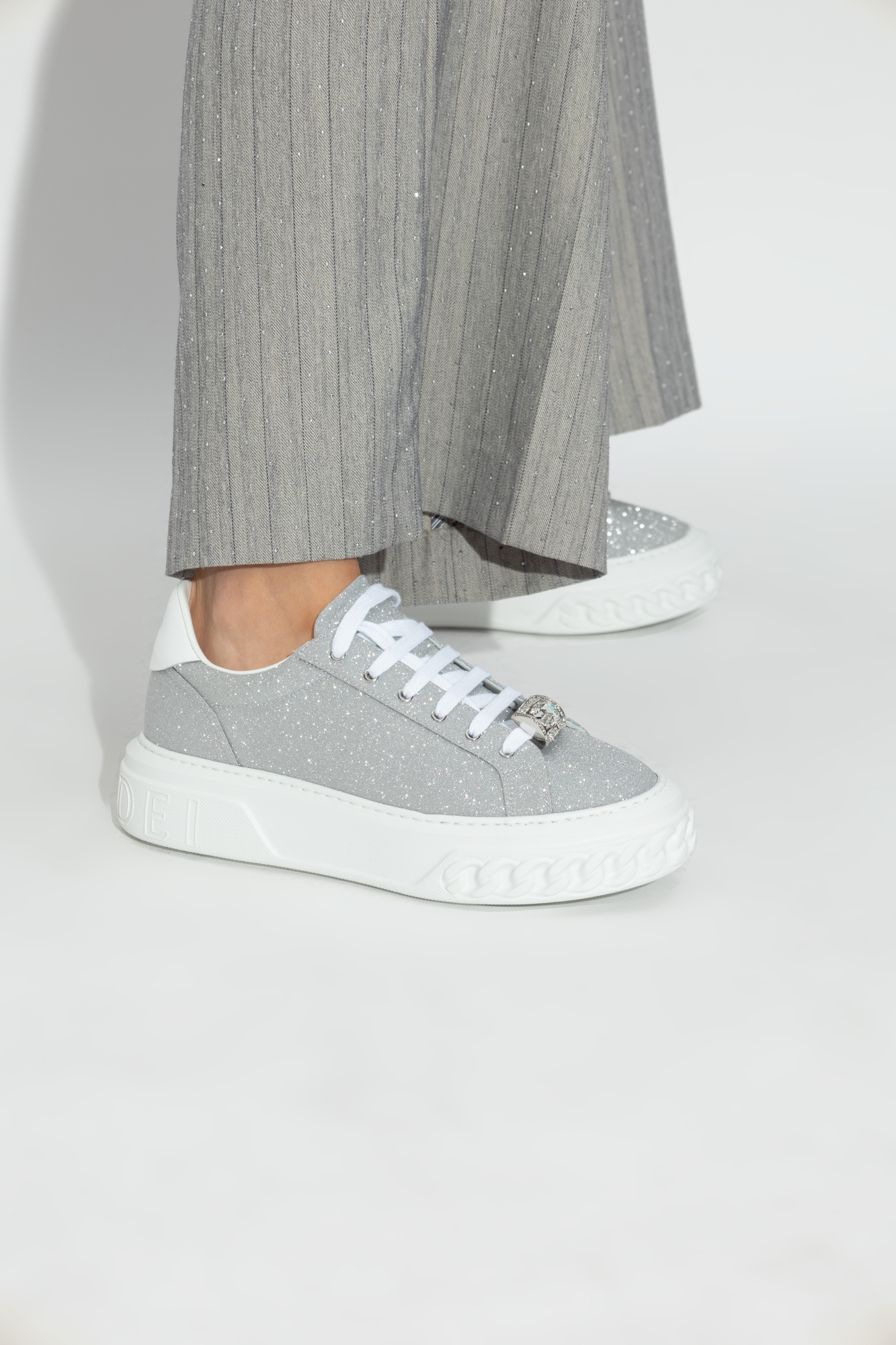 Silver Sneakers with shimmering glitter Casadei - Vitkac AS